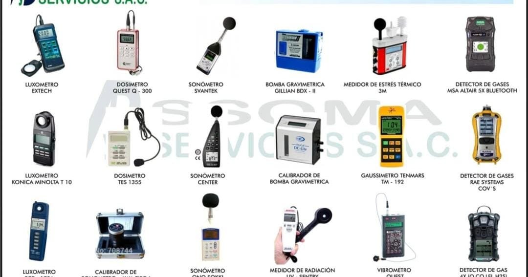 Equipos de monitoreo ocupacional, Estos instrumentos permiten medir factores como ruido, iluminacin, temperatura, humedad, material particulado, gases y calidad del aire, contribuyendo al cumplimiento normativo y a la proteccin de la salud de los trabajadores