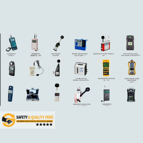 Equipos de Monitoreo Ocupacional y Ambiental, Safety&Quality Per ofrece venta y alquiler de equipos de monitoreo ocupacional y ambiental, brindando soluciones confiables para medir contaminantes, ruido, iluminacin y condiciones del entorno laboral, cumpliendo con las normas nacionales e internacionales de seguridad y medio ambiente.